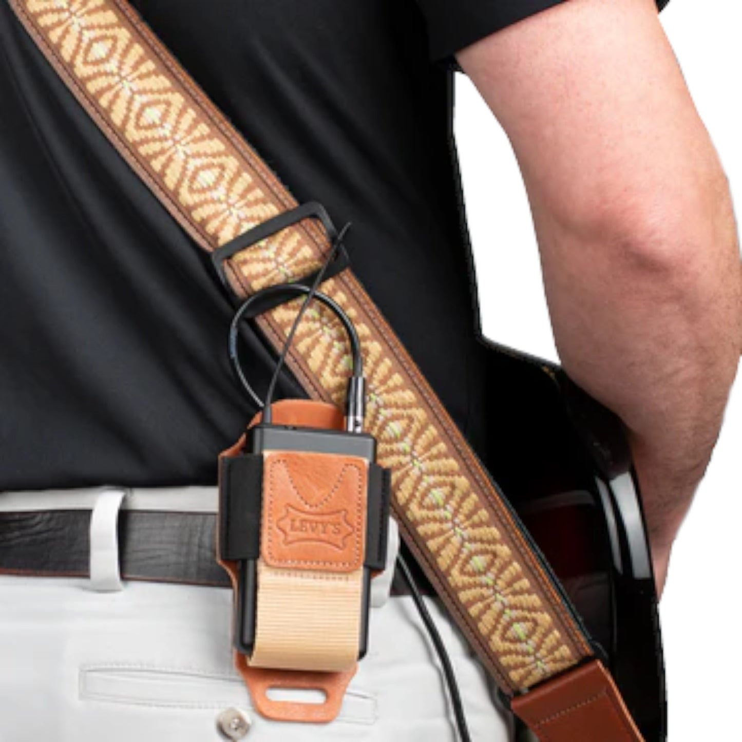 Levy's MM14-TAN Wireless Transmitter Bodypack Holder, Tan Leather