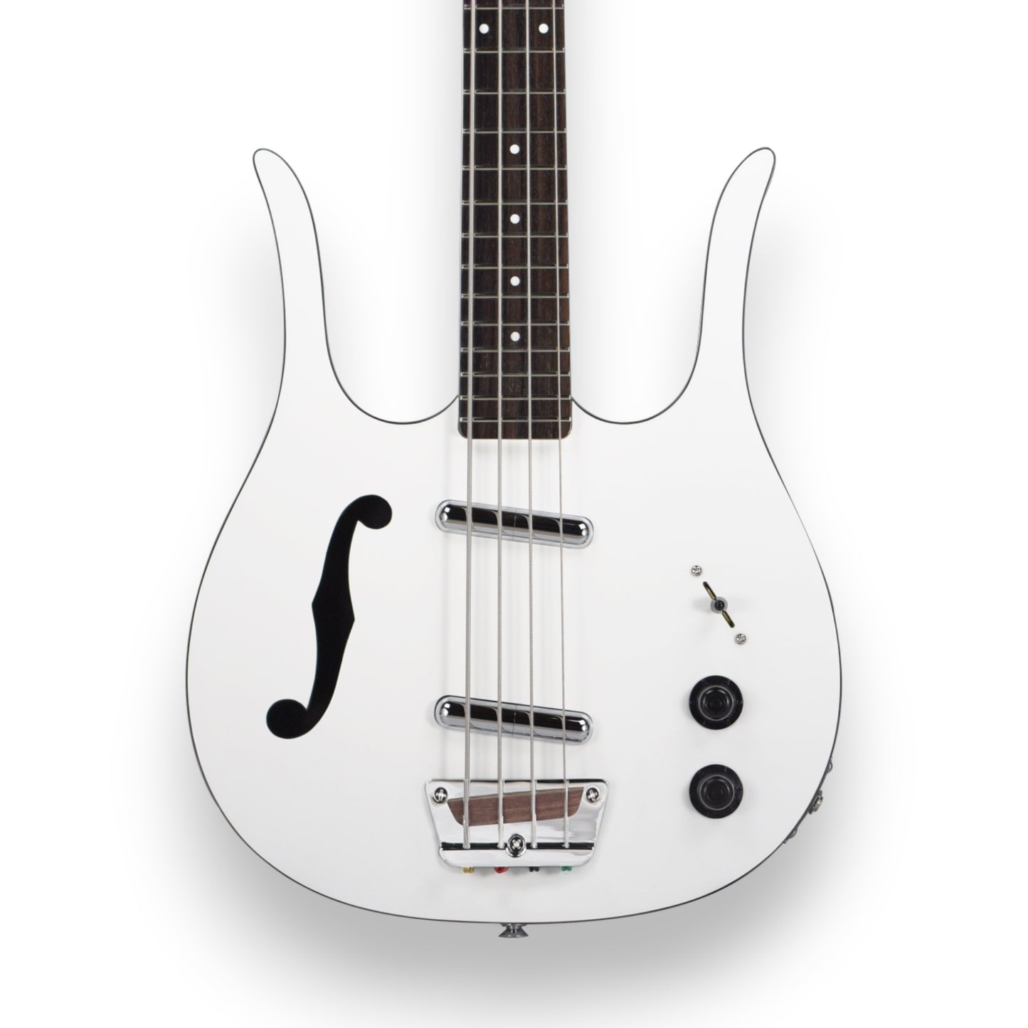 Danelectro 58 Longhorn Short-Scale Semi-Hollowbody Bass - Red Hot White