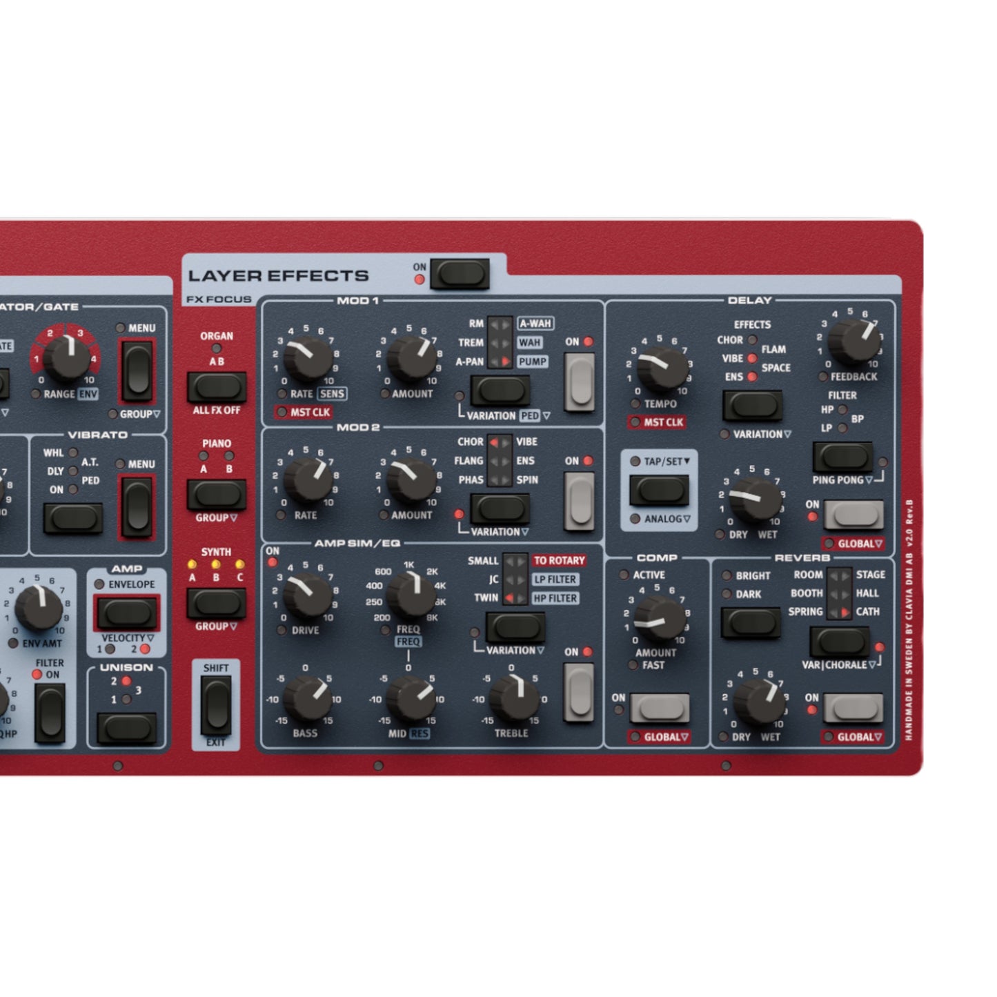 Nord Stage 4 Compact 73-key Semi-Weighted Waterfall Triple Sensor Keybed Aftertouch Physical Drawbars