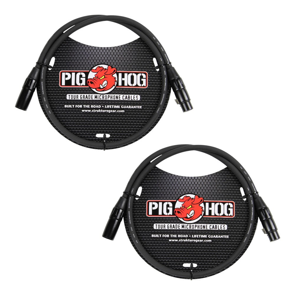 Pig Hog PHM3 Tour Grade Microphone Cable 3FT 2-PACK
