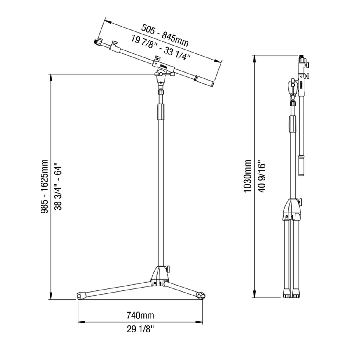 Tama MS456BK Iron Works Tour Telescoping Boom Microphone Stand, Black view 2