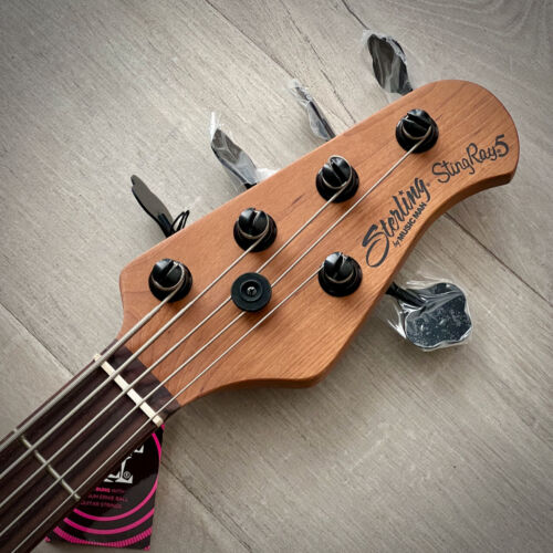 Sterling by Music Man StingRay 5 Ray35 HH 5-String Bass, Spalted Maple, Blood Orange Burst, Roasted Maple Neck (New for 2024)