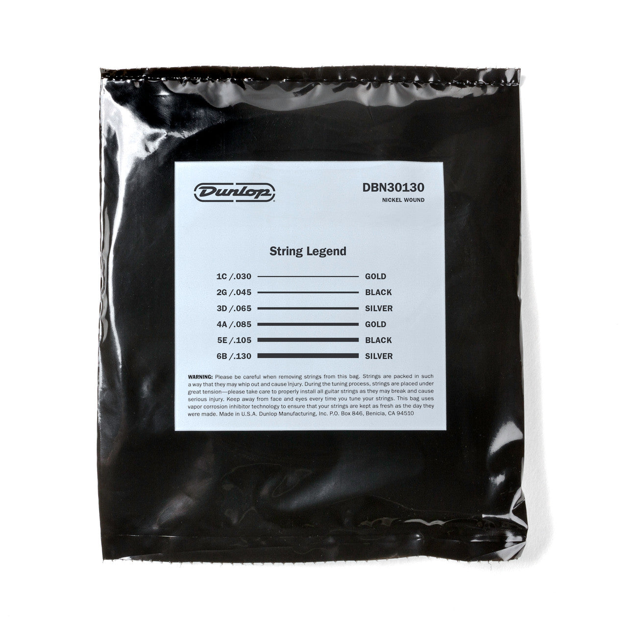 Dunlop DBN30130 Nickel Wound Bass Strings, Medium 6-String Set (30-130)