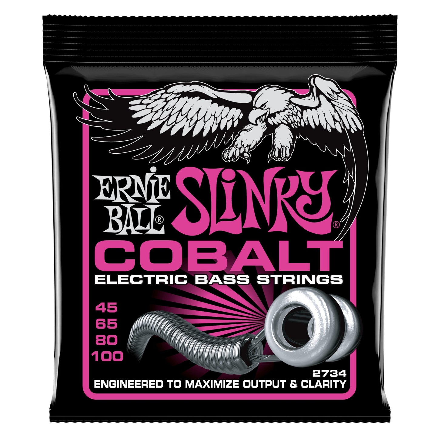Ernie Ball 2734 Cobalt Super Slinky Electric Bass Strings, 45-100