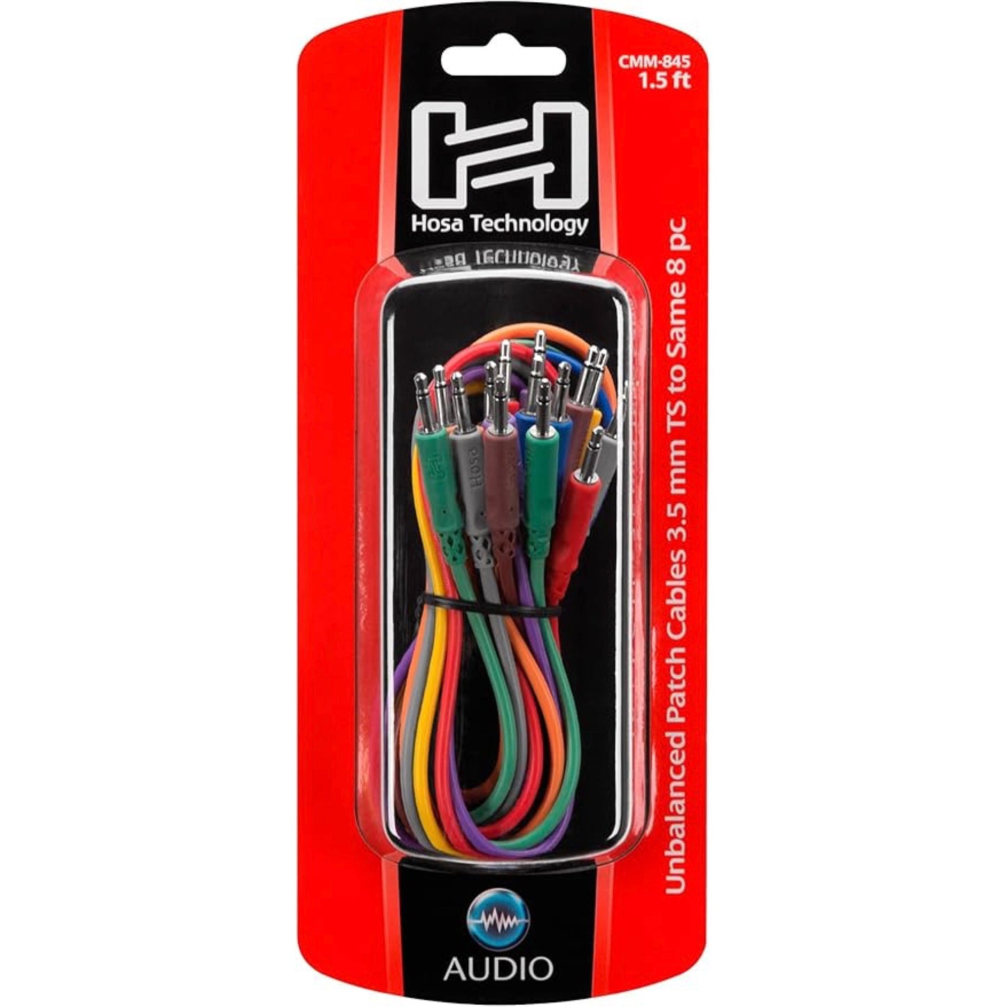 Hosa CMM-845 3.5mm TS (unbalanced/mono) Eurorack Patch Cables 8-pack - 18-inch, Assorted Colors