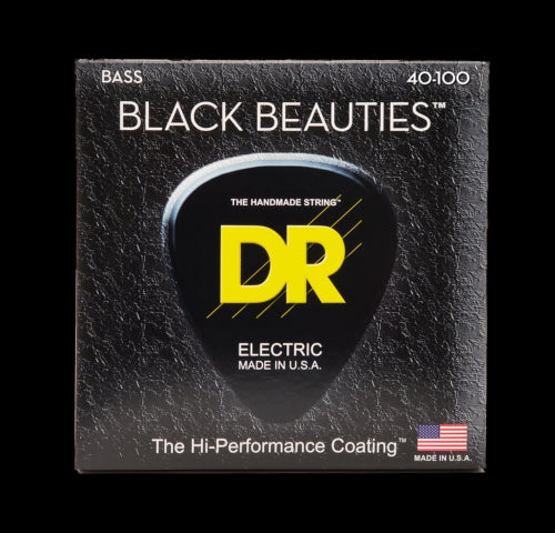 DR Strings BKB-40 Black Beauties K3 Coated Bass Strings, 4-String Set (Light, 40-100)
