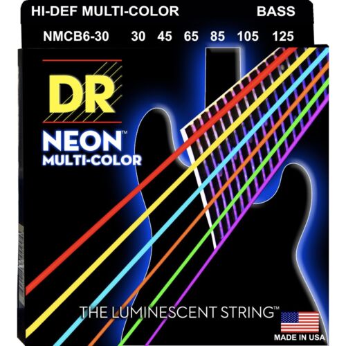 DR Strings NMCB6-30 NEON Multi-Color Bass Strings, 6-String Set (30-125)