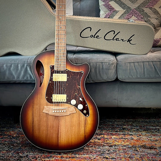 Cole Clark True Hybrid Thinline Acoustic-Electric Guitar, All AA Australian Blackwood, Cutaway, Balanced HH, Sunburst