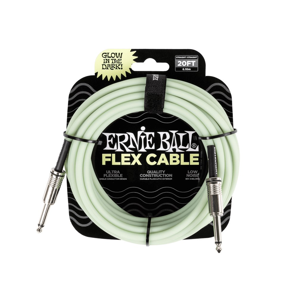 Ernie Ball P06437 Flex Instrument Cable - Straight/Straight, 20 FT, Glow-in-Dark