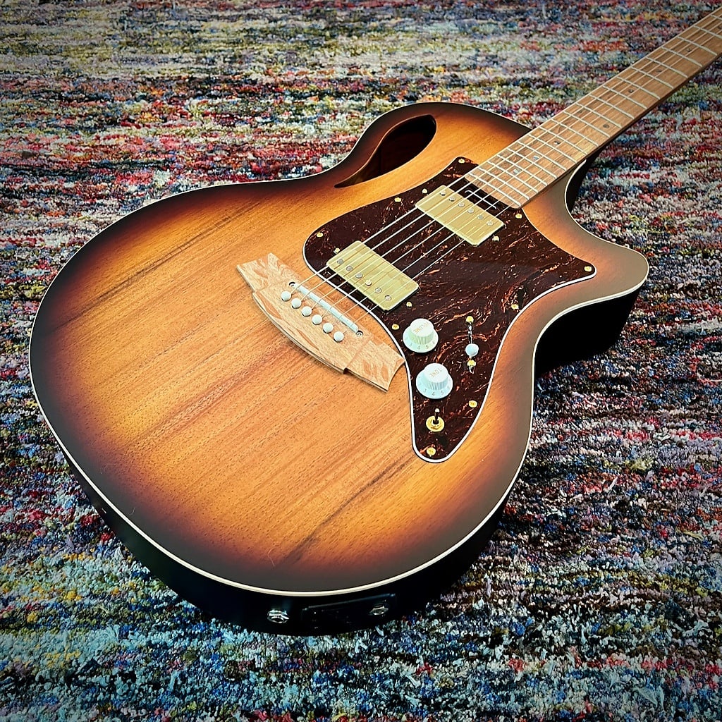 Cole Clark True Hybrid Thinline Acoustic-Electric Guitar, All AA Australian Blackwood, Cutaway, Balanced HH, Sunburst