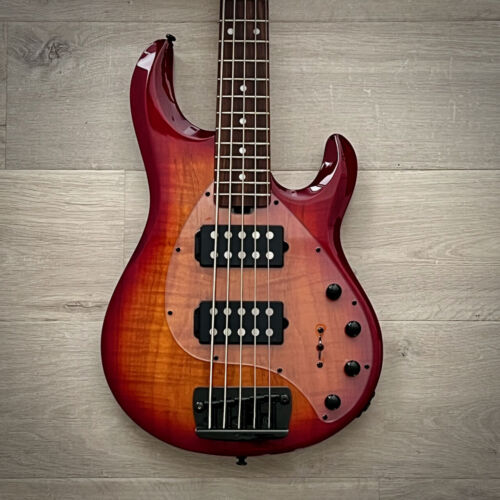 Sterling by Music Man StingRay 5 Ray35 HH 5-String Bass, Spalted Maple, Blood Orange Burst, Roasted Maple Neck (New for 2024)