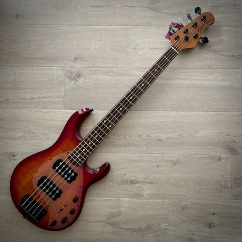 Sterling by Music Man StingRay 5 Ray35 HH 5-String Bass, Spalted Maple, Blood Orange Burst, Roasted Maple Neck (New for 2024)