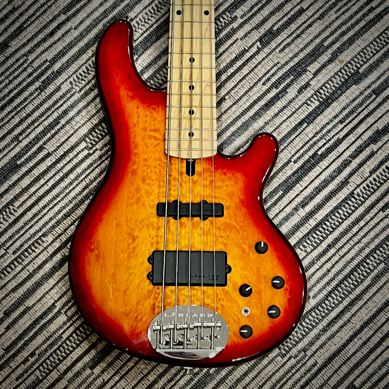 Lakland Skyline 55-02 Deluxe - Honey Burst W Quilted Flame Maple Top and Maple Fingerboard