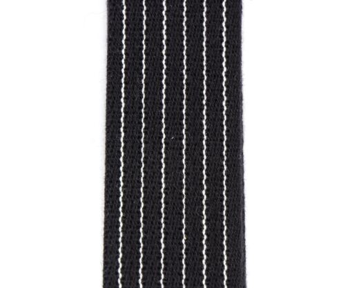 Reunion Blues Merino Wool 2" Wide Guitar Strap, Black with Pinstripes (RBS-28PS), Length = 42"-60"