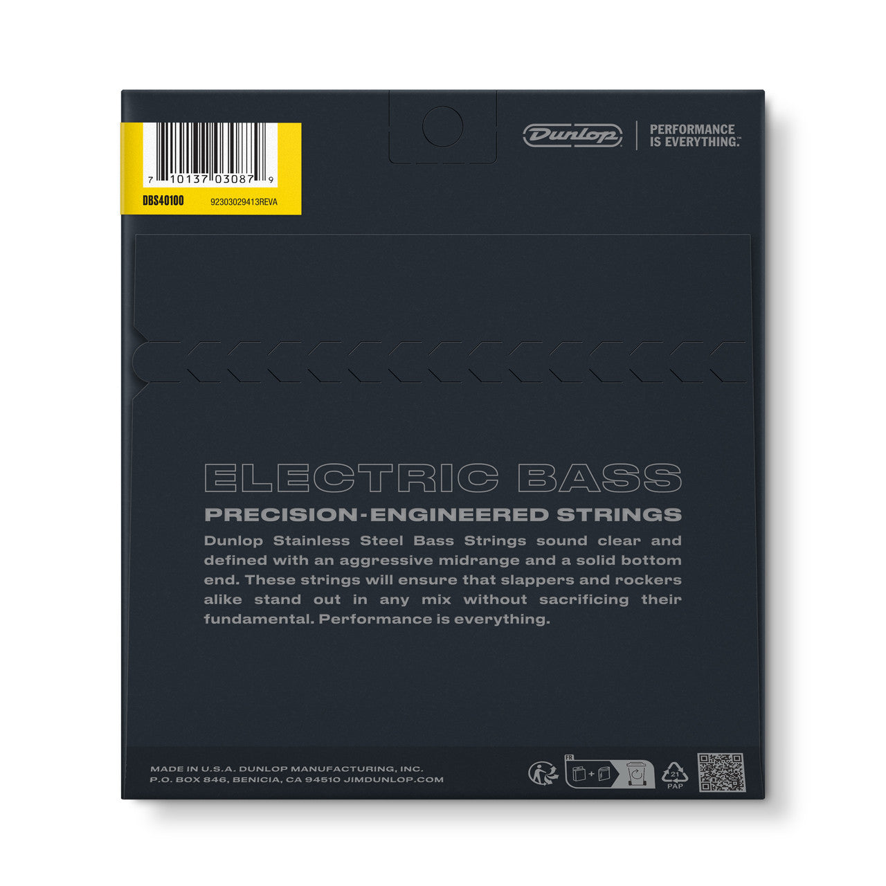 Dunlop DBS40100 Stainless Steel Bass Guitar Strings, Light 4-String Set (40-100)