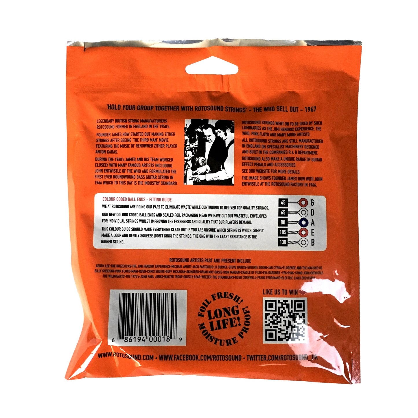 Rotosound RS665LD Swing Bass 66 5-String (45-130), Stainless Steel Roundwound Strings