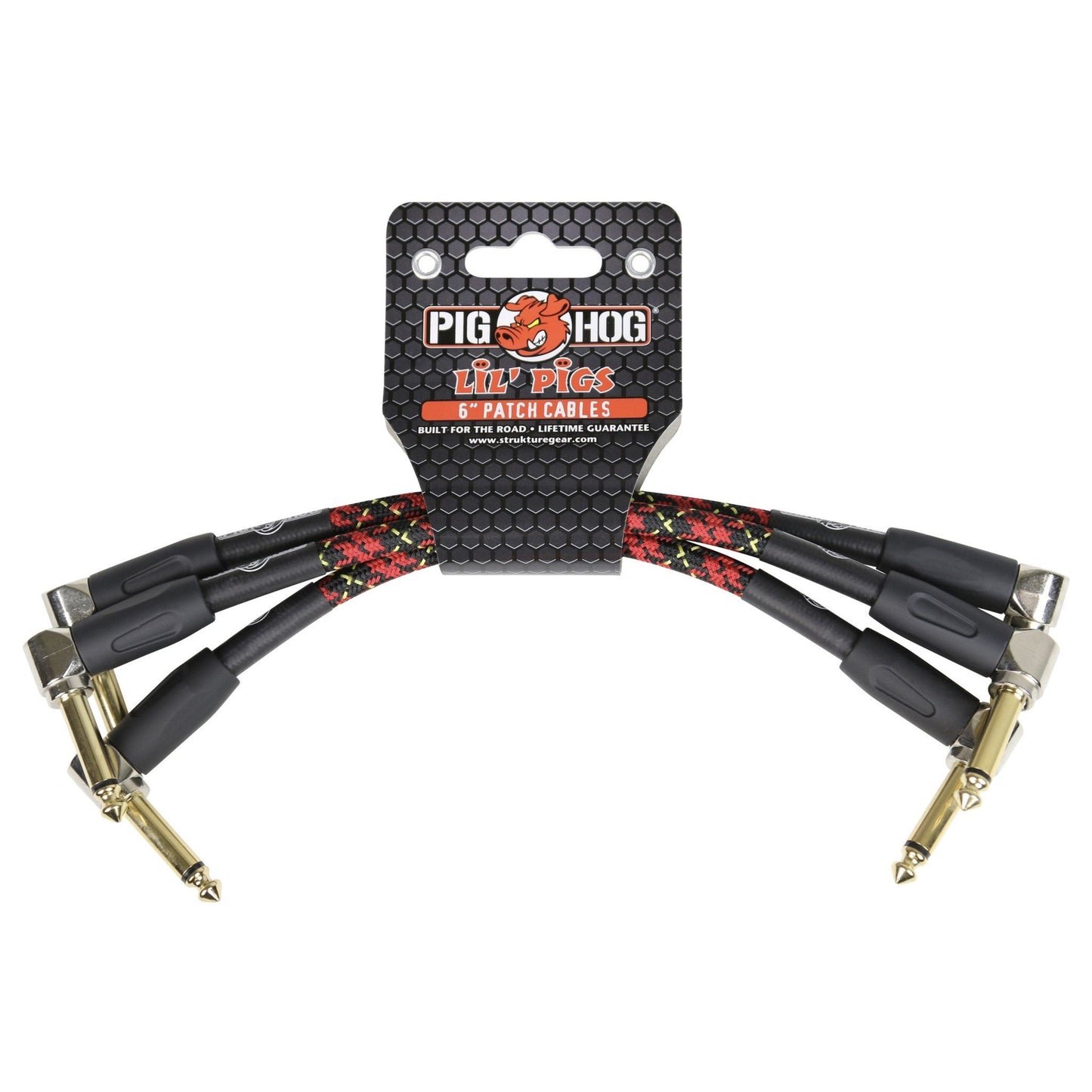Pig Hog Lil Pigs Vintage "Tartan Plaid" 6-Inch Woven Patch Cables, 3-Pack