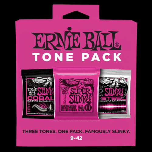 Ernie Ball Super Slinky Electric Tone Pack 9-42 Gauge (three different sets of strings--Original, Cobalt, M-Steel)