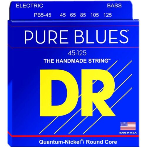DR Strings PB5-45 Pure Blues Bass strings (45-125), 5-String, Quantum-Nickel / Round Core