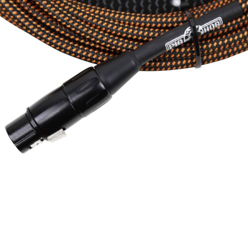 Pig Hog Black & Orange Tour Grade Woven Mic Cable, 20ft XLR (PHM20ORG)