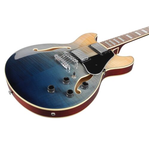 Ibanez AS 73FM Artcore 6-String Hollow-Body Electric Guitar, Transparent Indigo Fade (TIF)