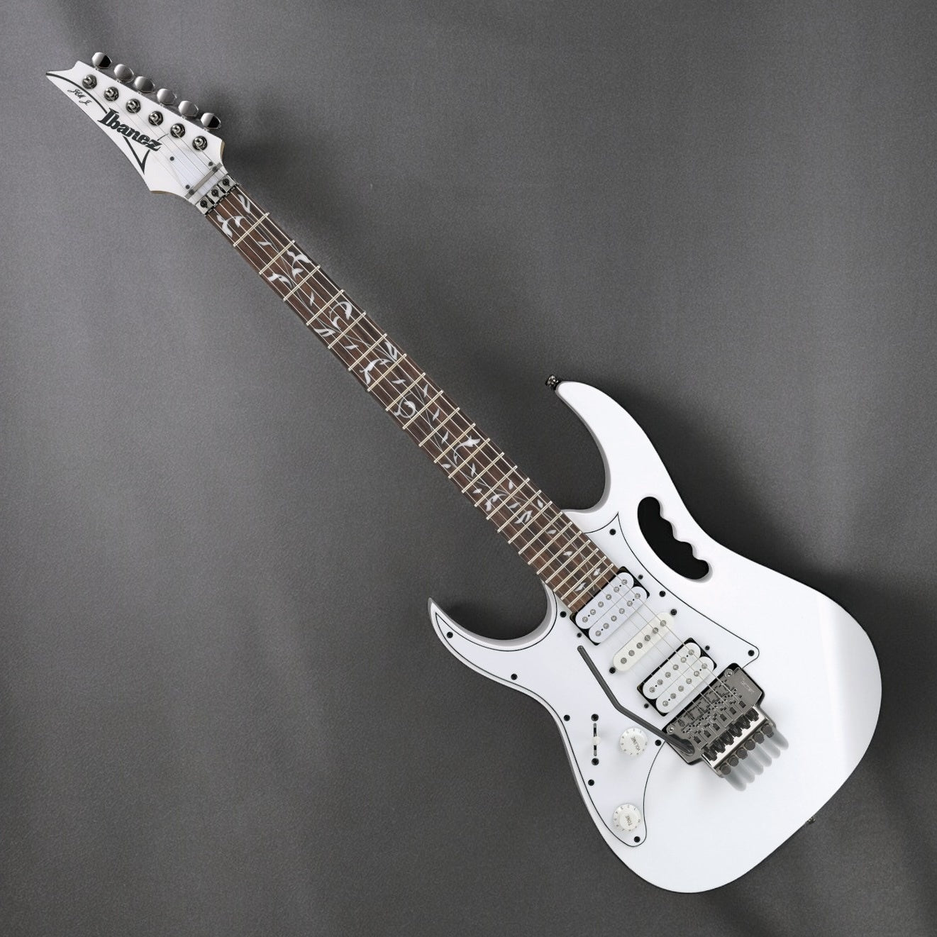 Ibanez JEM Jr. Steve Vai Signature 6-String Electric Guitar, Lefty, White  (JEMJRLWH), Left Handed