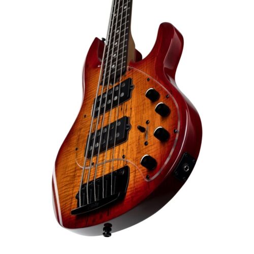 Sterling by Music Man StingRay 5 Ray35 HH 5-String Bass, Spalted Maple, Blood Orange Burst, Roasted Maple Neck (New for 2024)