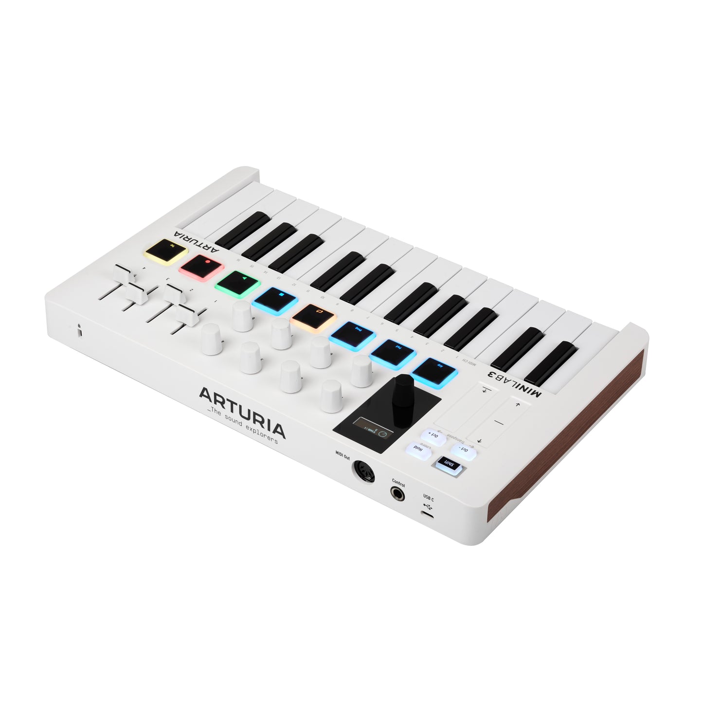 Arturia MiniLab 3 - Universal MIDI Controller for Music Production, with All-in-One Software Package - 25 Keys, 8 Multi-Color Pads - White