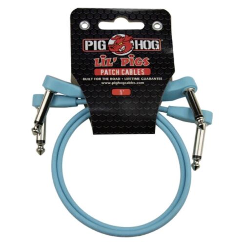 Pig Hog Lil Pigs 1-foot Low-Profile Patch Cables, 2-Pack, Daphne Blue