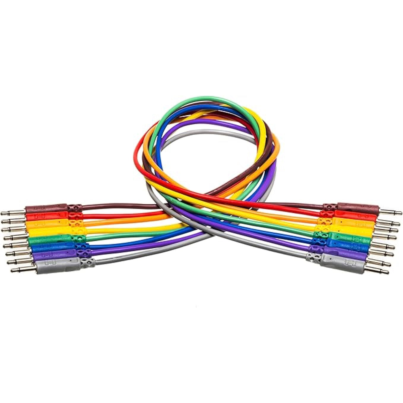 Hosa CMM-845 3.5mm TS (unbalanced/mono) Eurorack Patch Cables 8-pack - 18-inch, Assorted Colors
