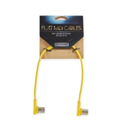 Rockboard Flat MIDI Cable - 30 cm (11 13/16"), Yellow, Angled Plugs