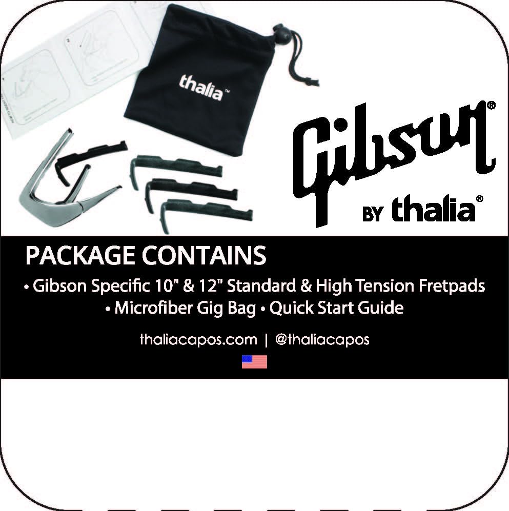 Thalia Guitar Capo - Gibson Officially Licensed (With Gibson Specific Fret Pads) (Gibson Split Diamond Rosewood, Black Chrome)