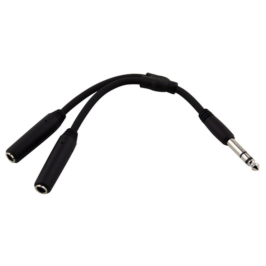 Pig Hog Solutions - 6" Y Cable, Stereo 1/4"(M)-Dual Stereo 1/4"(F), Splitter for headphones, etc.