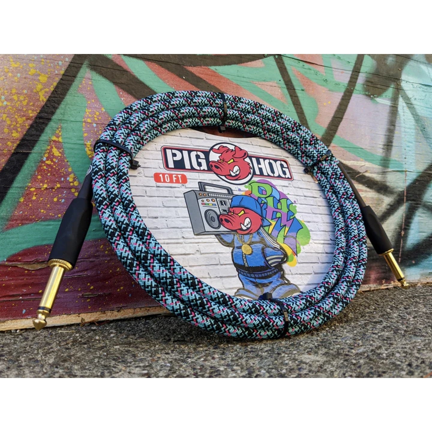 Pig Hog 20-Foot Woven Instrument Cable (1/4" Straight / TS), "Blue Graffiti"