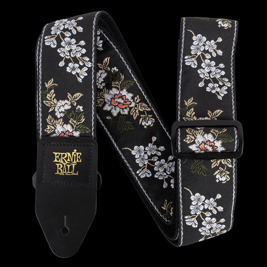 Ernie Ball Classic Jacquard Guitar Strap/Bass Strap - White Blossom