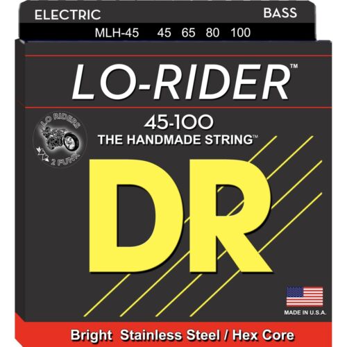 DR Strings LO-RIDER - Stainless Steel Bass Strings: Light to Medium 45-100, MLH-45