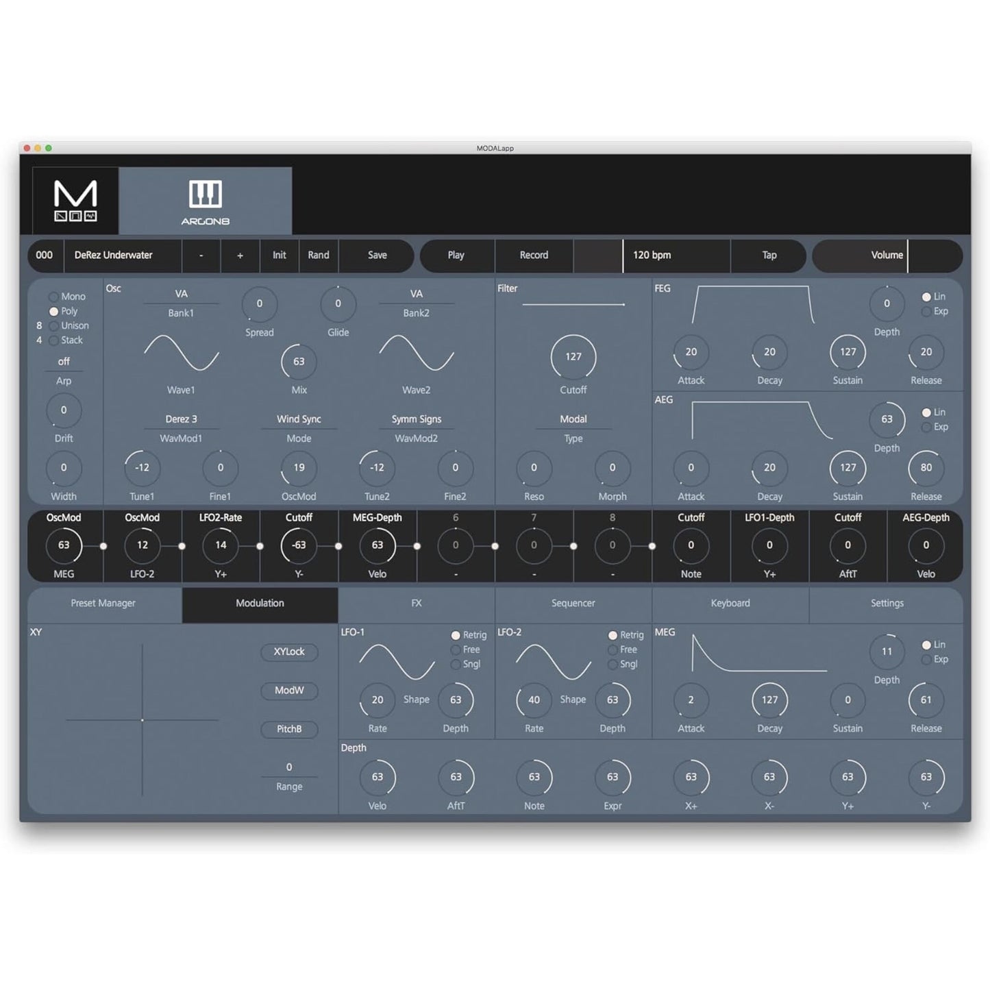 Modal Electronics Argon8, 8-Voice Wavetable Synthesizer with 37 Keys