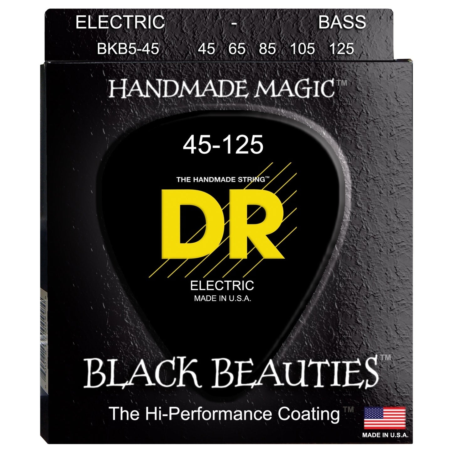 DR Strings BKB5-45 Black Beauties Electric Bass Strings / 5-String Medium (45-125)