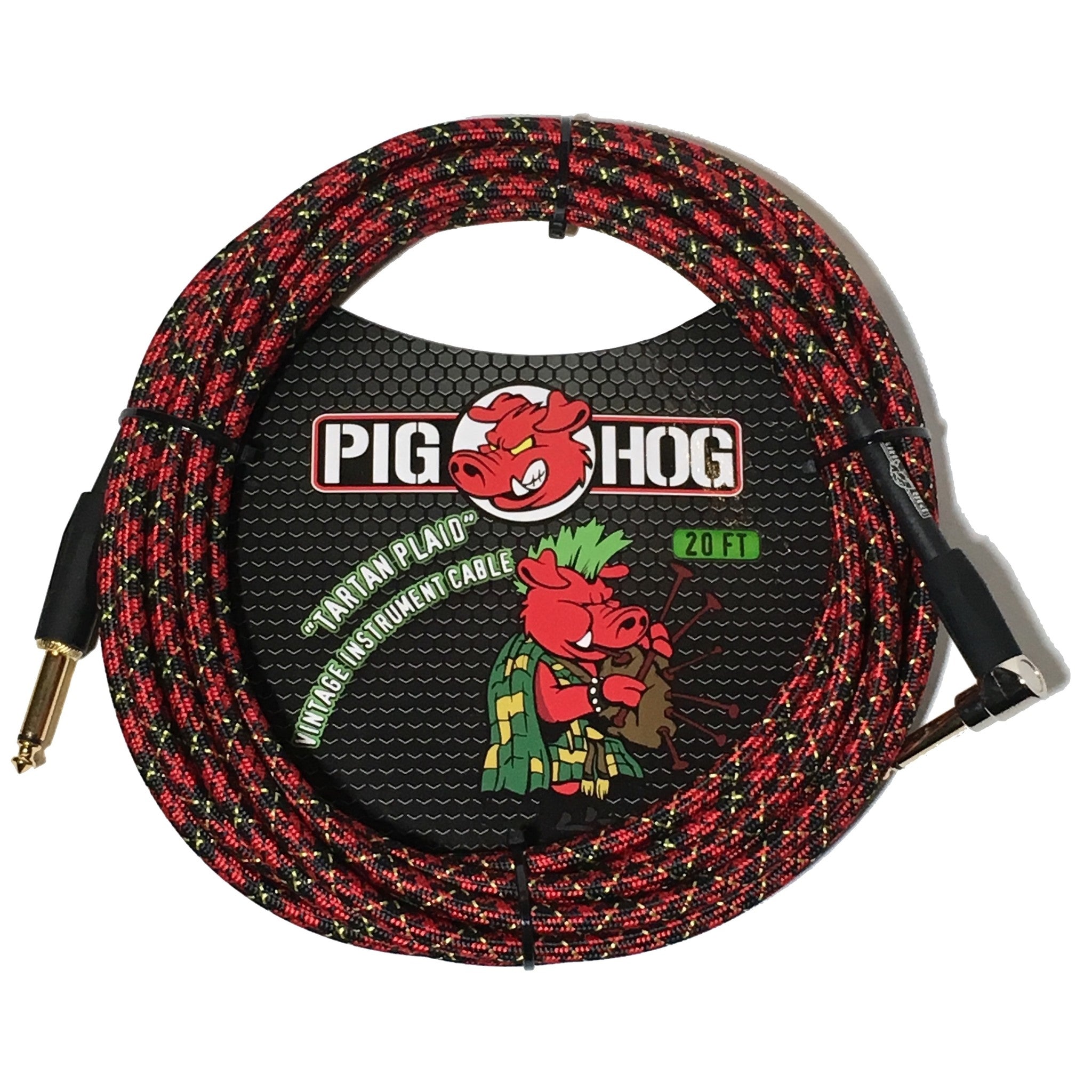 Pig Hog "Tartan Plaid" Vintage Woven Instrument Cable - 20 FT Right An ...