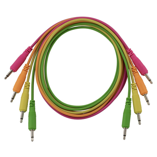 Pig Hog Pig Patch 3.5mm Mono Synthesizer Patch Cables, 4-Pack of 36" Neon Cables (Multiple Colors, Eurorack, Modular)