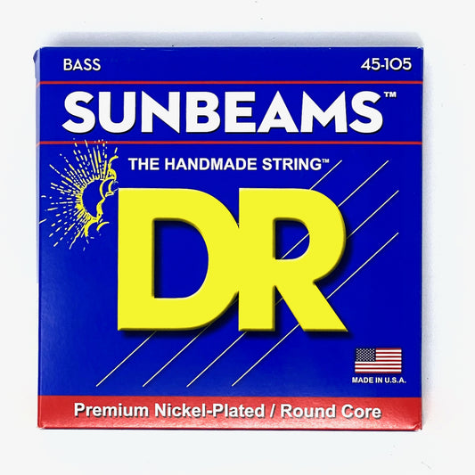 DR Strings SNMR-45 Sunbeams Short Scale Nickel-Plated/Round Core Bass Strings, Medium 45-105, 4-String