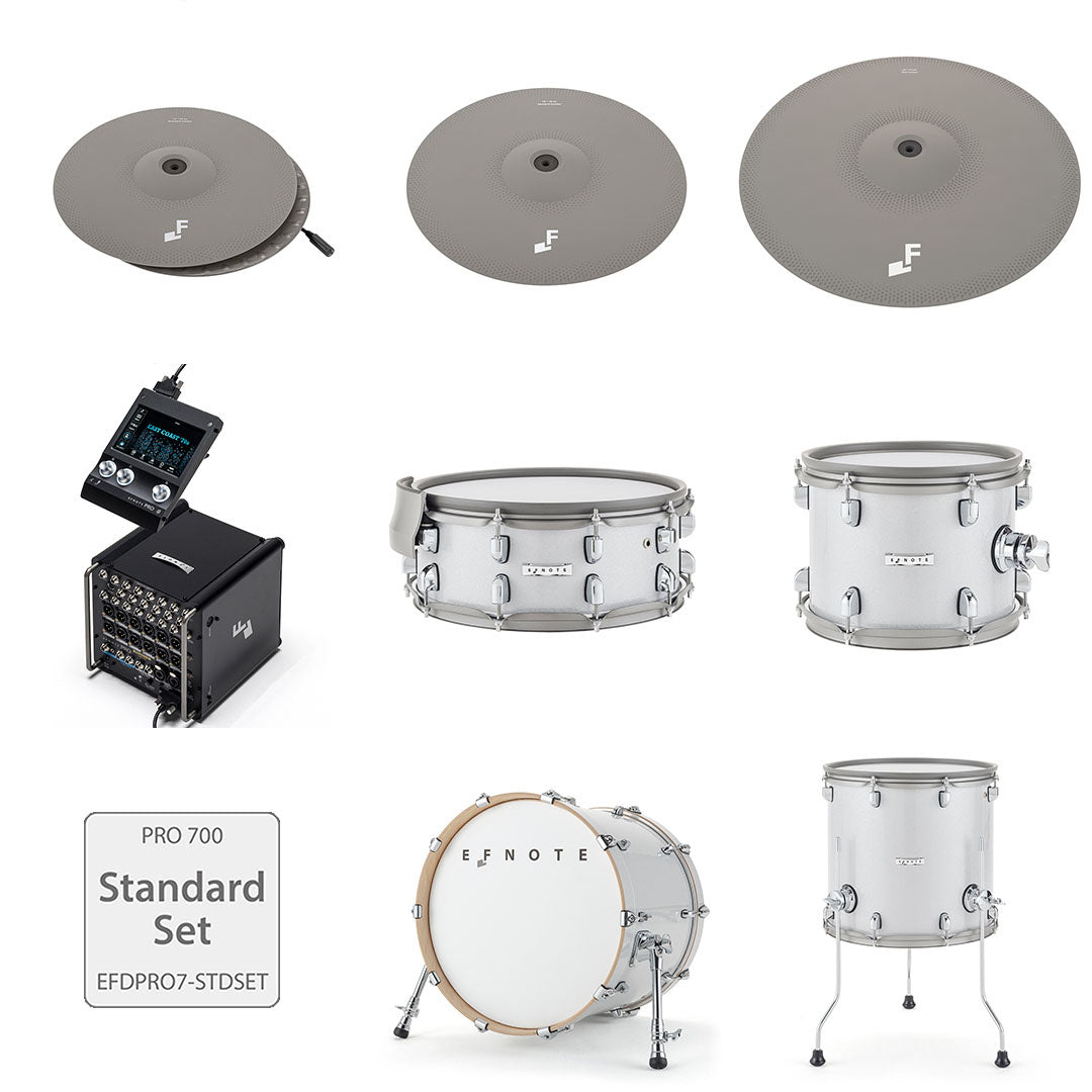 EFNOTE Pro 700 Electronic Drum Kit, Standard Set (4 Shells, 3 Cymbals), White Sparkle