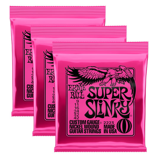 Ernie Ball 2223 Super Slinky Nickel Wound Electric Guitar Strings 9-42, 3-Pack