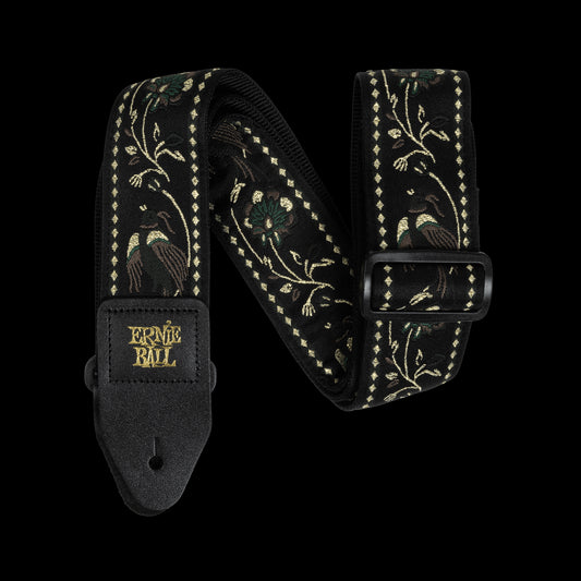 Ernie Ball Classic Jacquard Guitar/Bass Strap, Black Pleasant Pheasant