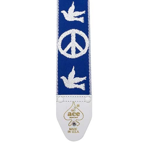 D'Andrea Ace Vintage Reissue Guitar Strap "Peace and Dove", Blue