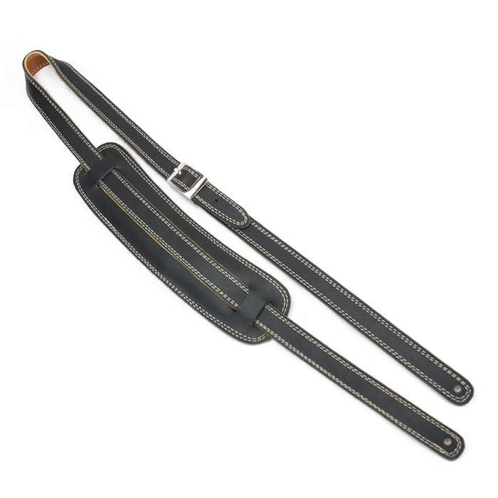 Henry Heller HP50-BLK Leather Vintage 50's Guitar Strap Sliding Shoulder Pad, Black