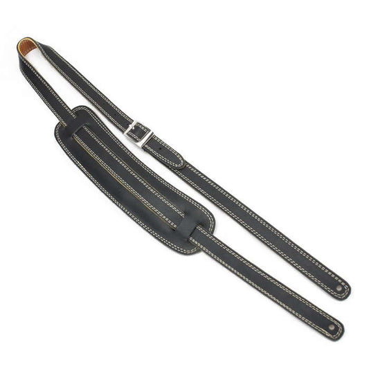 Henry Heller HP50-BLK Leather Vintage 50's Guitar Strap Sliding Shoulder Pad, Black