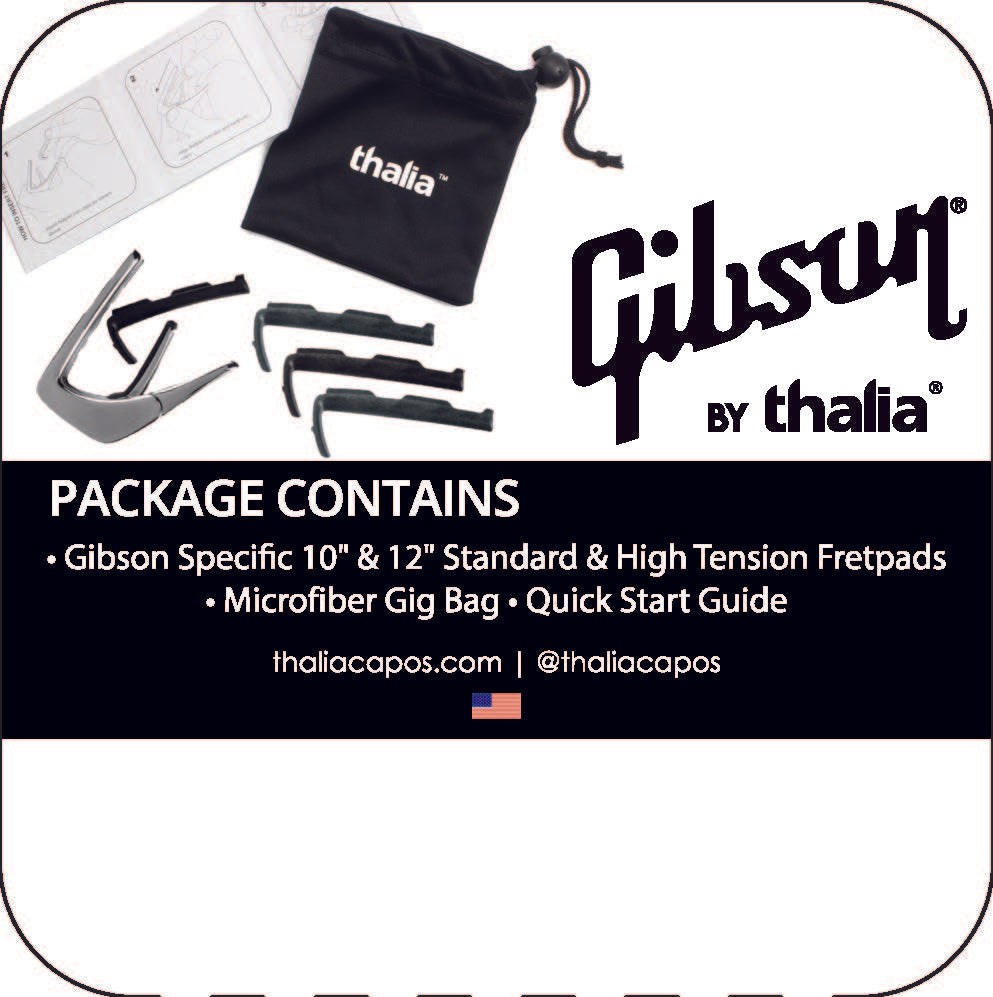 Thalia Guitar Capo - Gibson Officially Licensed (With Gibson Specific Fret Pads) (Gibson Crown Rosewood, Black Chrome)