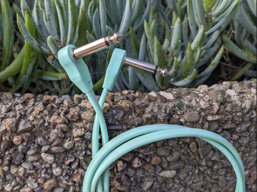 Pig Hog Lil Pigs Low Profile Flat 3-Foot Patch Cables, Seafoam Green, 2 Pack