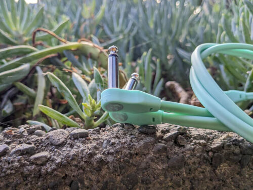 Pig Hog Lil Pigs Low Profile Flat 3-Foot Patch Cables, Seafoam Green, 2 Pack